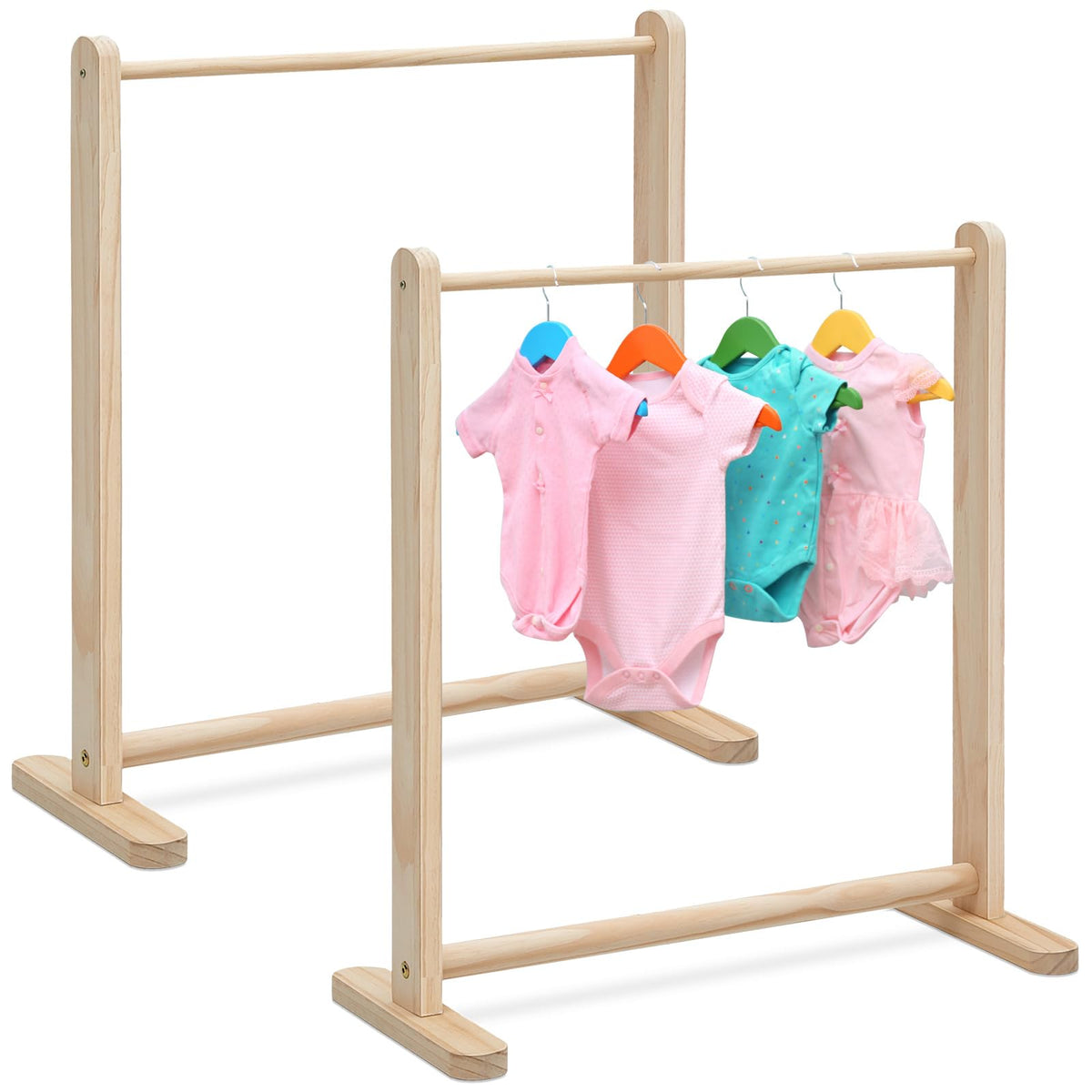 Barydat 2 Pcs Small Wooden Rack Dress up Storage 22.1 W x 9.5 D x 24.4 H Mini Clothes Rack for Doll Clothes Storage Organizer Gi