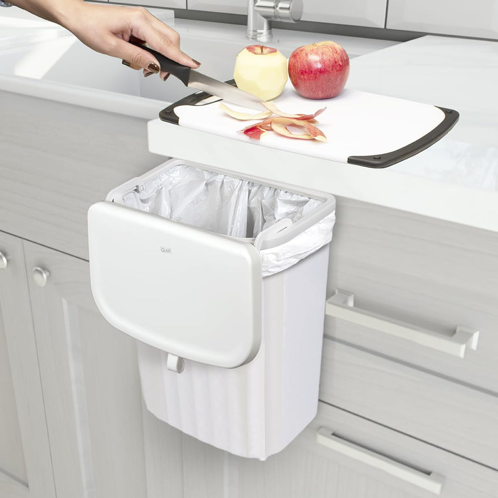 Glad Roomate Under Counter Trash Can | Space Saving Waste Bin For Kitchen Cabinet, Bathroom Or Office | Dual Lid For Ease Of Ope