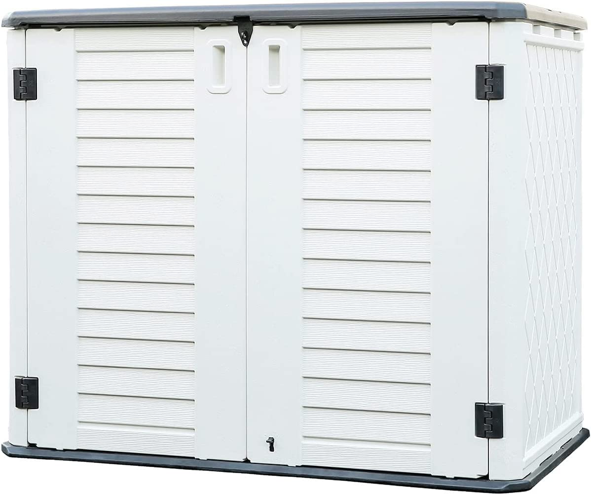 Kinying Outdoor Storage Shed - Horizontal Storage Box Waterproof For Garden, Patios, Backyards, Multi-Opening Door For Easy Stor