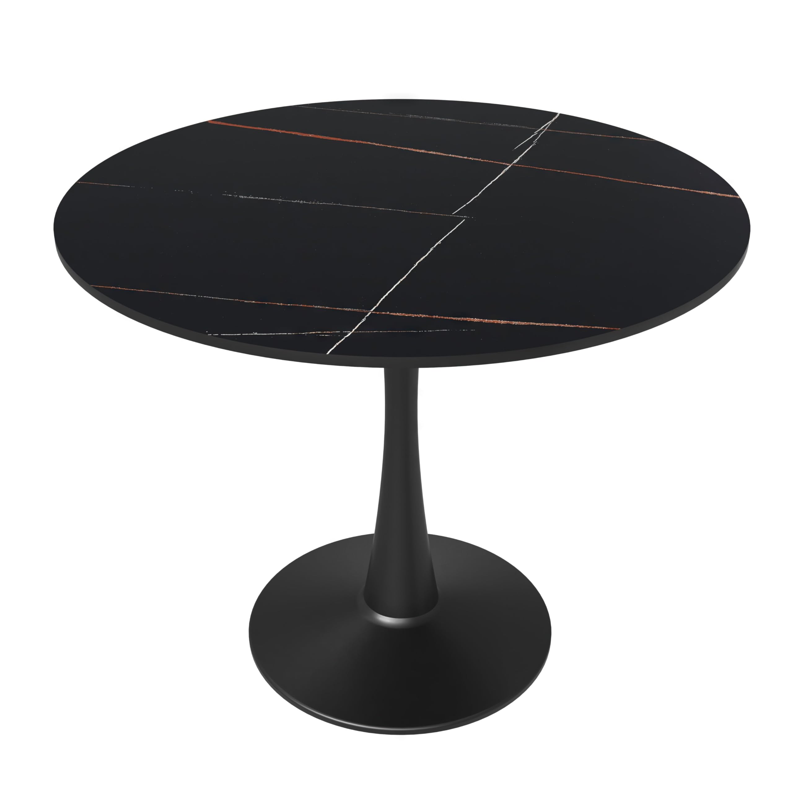 Bristol 35 round dining table Black base with Black Sintered stone Top