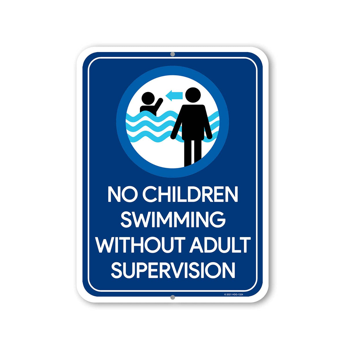Honey Dew Gifts, No Children Swimming Without Adult Supervision, 9 Inches X 12 Inches, Aluminum Tin Plate, Pool Safety Sign, Poo
