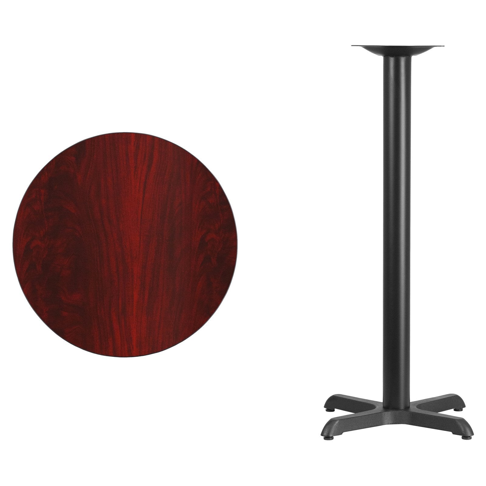 Flash Furniture Stiles 24'' Round Black Laminate Table Top with 22'' x 22'' Bar Height Table Base