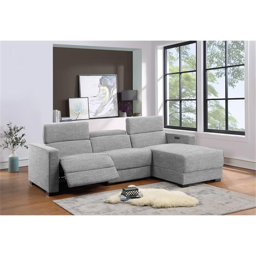 Steve Silver Zara Light Gray Polyester Fabric Power Reclining Sectional