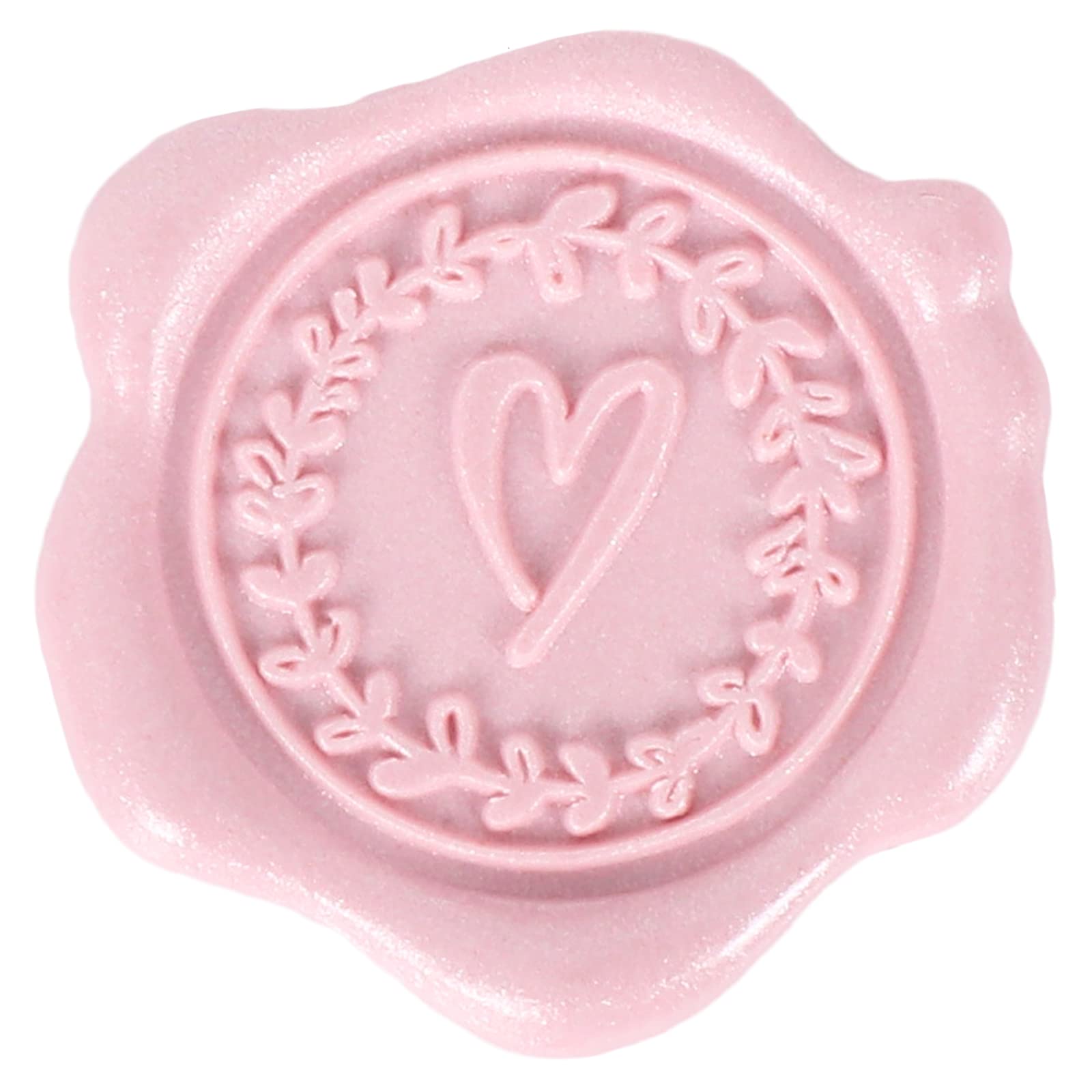 Whaline 50Pcs Embossed Wax Seal Stickers Pearl Pink Heart Envelope Seal Decals Self-Adhesive Stamp Sticker For Valentine'S Day W