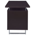 Coaster Furniture Lawtey Modern Contemporary 2 Drawer Home Office Writing Desk Storage File Cabinet Silver Metal Frame Cappuccino Brown 801521
