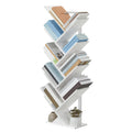 Hoobro Tree Bookshelf, 9-Tier Bookcase Wooden Shelves, Floor Standing Storage Rack, For Display Of Cds, Books In Living Room, Home Office, Wood Storage Rack For Bedroom, White Wt08Sj01G1
