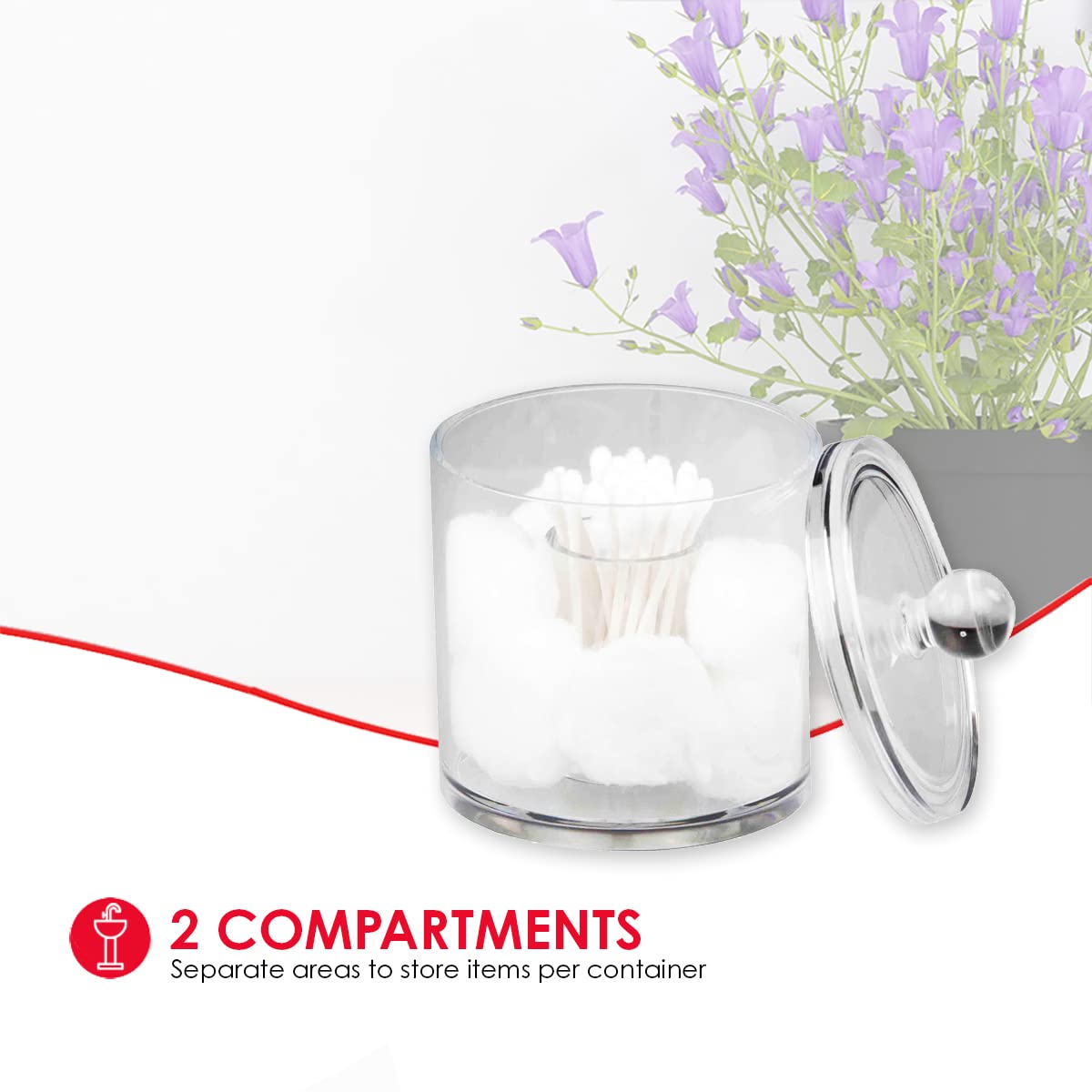 Home Basics Acrylic Cotton Ball And Swab Holder, Q-Tip Storage Organizer, Clear