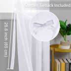 Hiasan White Sheer Curtains With Tiebacks, Light Filtering Voile Textured Drapes Extra Long Grommet Window Curtains For Bedroom, Living Room, Patio Door, W52 X L120, Set Of 2 Panels