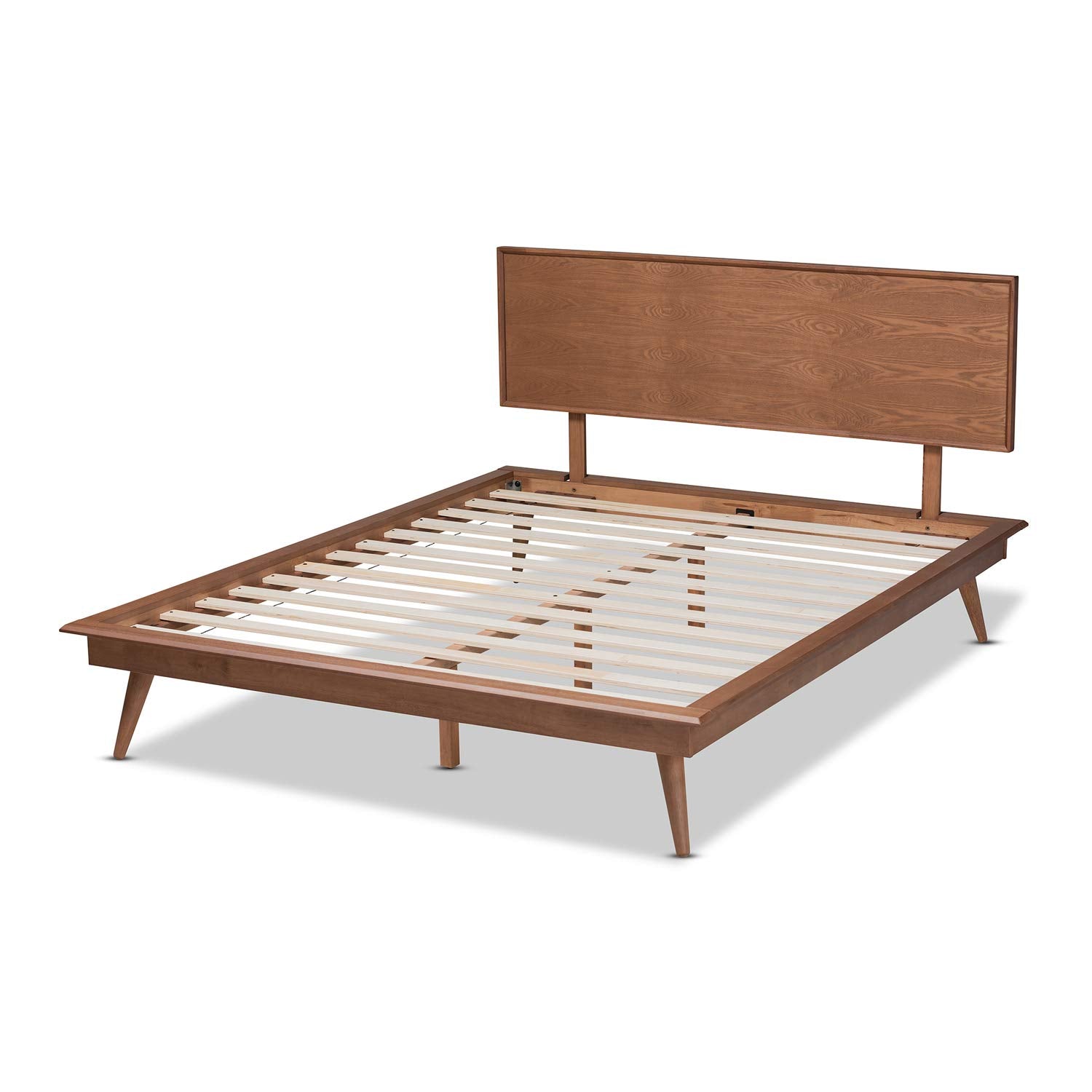 Baxton Studio Karine Mid-Century Modern Walnut Brown Finished Wood Full Size Platform Bed