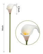 Duhouse 20Pcs Artificial Calla Lily Flower Real Touch Latex Flowers For Diy Wedding Bouquet Party Home Decor (White Orange)