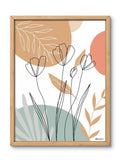 VSK SKETCH ART STUDIOAbstract Floral Line Art Print  8x12 Inch Framed Wall Art  Modern Botanical Drawing with Peach, Coral &
