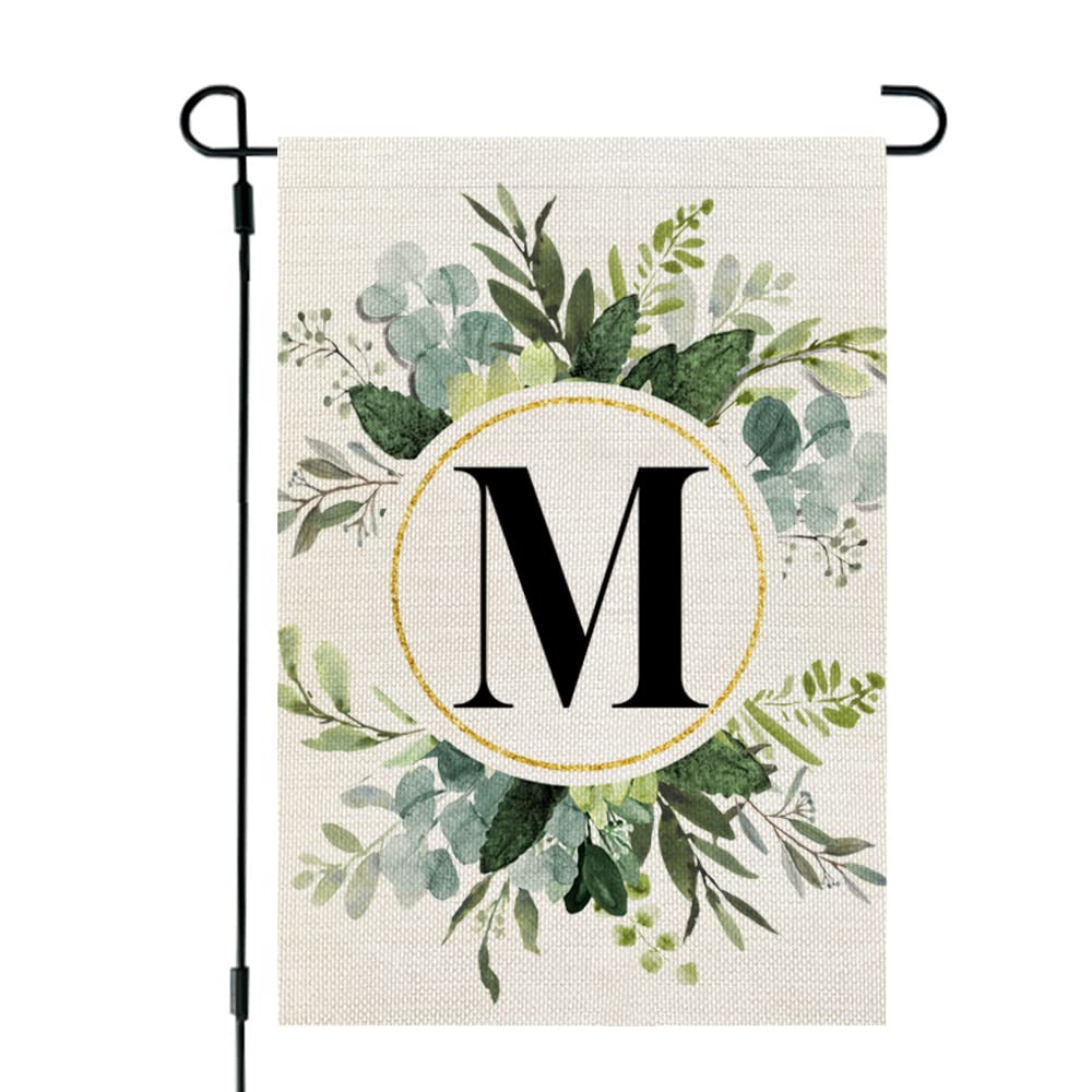 Crowned Beauty Monogram Letter M Garden Flag Floral 12X18 Inch Double Sided For Outside Small Burlap Family Last Name Initial Ya