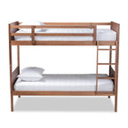 Baxton Studio Elsie Modern and Contemporary Walnut Brown Finished Wood Twin Size Bunk Bed