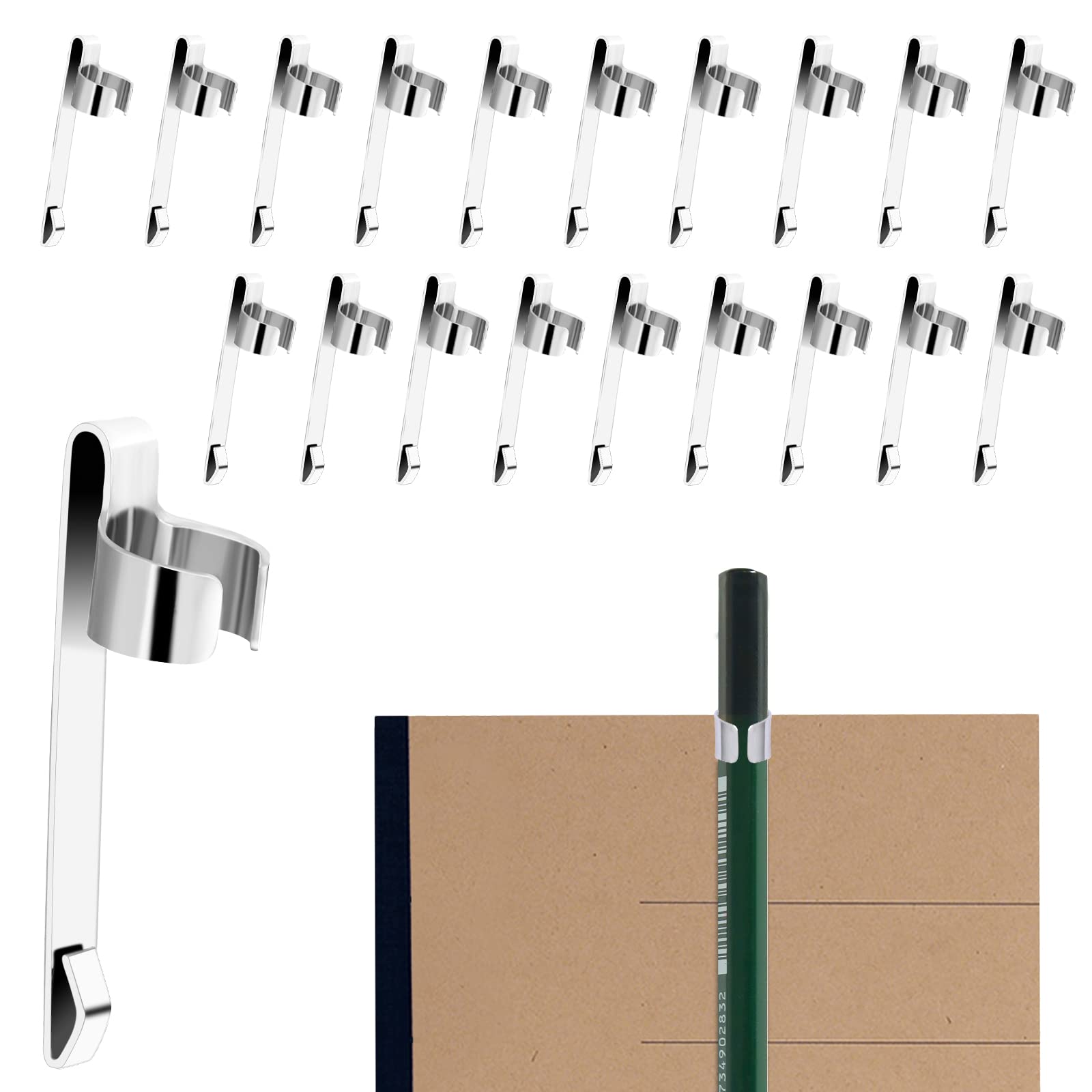 20 Pieces Metal Pen Clips Pencil Holder Clip Snap In Pencil Clips Slide On Pencil Holder Portable Pen Holder Clips For Shirt Poc