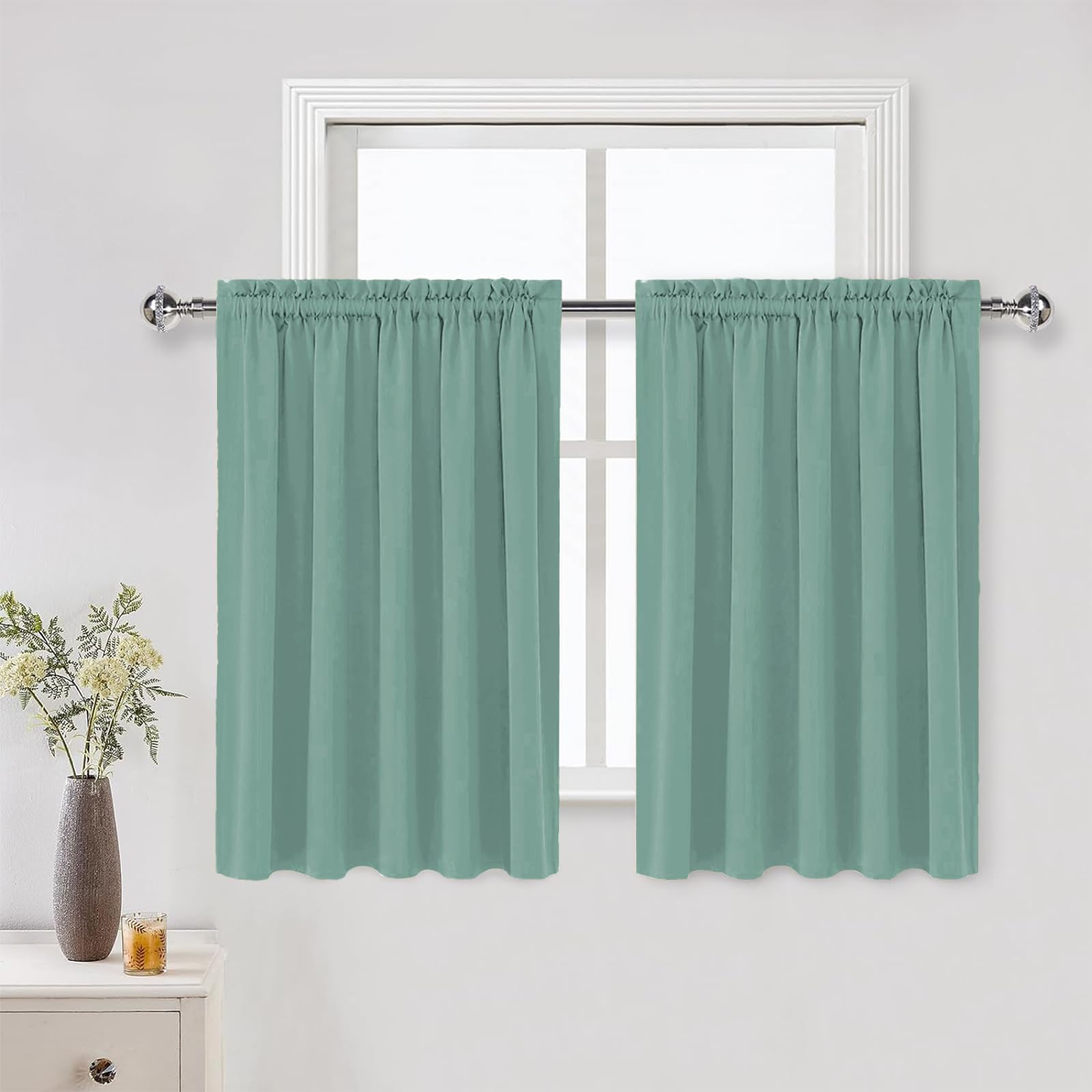 Dwcn Blackout Curtains For Living Room Thermal Insulated, Energy Saving & Noise Reducing Bedroom Curtains, Sage Green, W 60X L 3