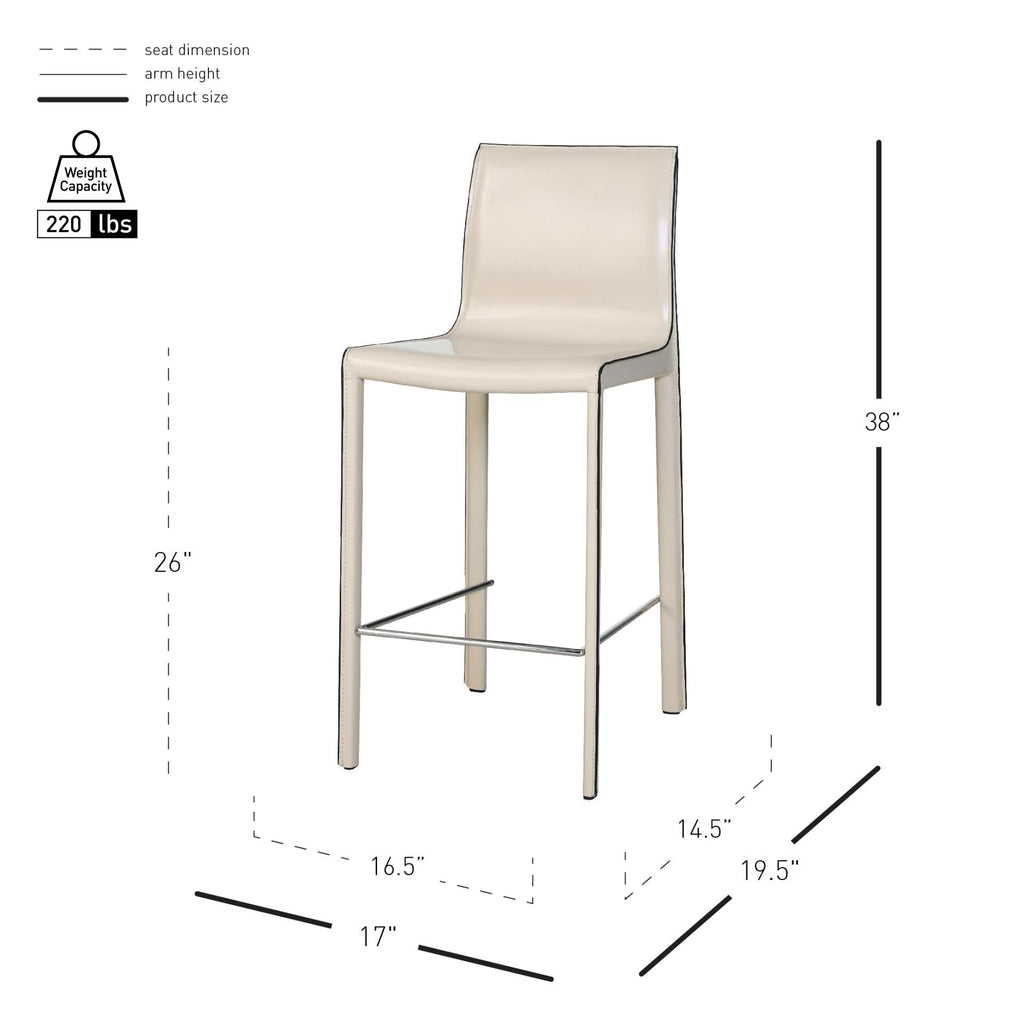 npd furniture and more New Pacific Direct Gervin Recycled Leather Counter Stool,Powder Coated Steel,Vanilla White,Fully Assembled,Set of 2