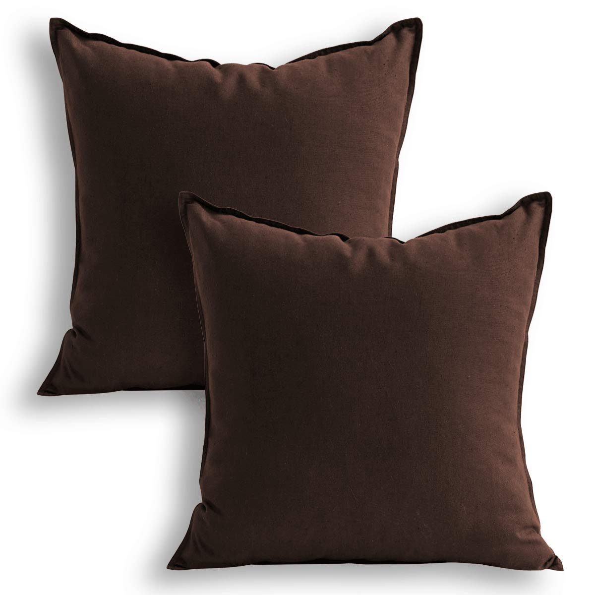 Jeanerlor Solid Cotton Linen Decoration 18'X18' Throw Pillow Case Brown Cushion Cover Cool Pillow Cover Delicate Decorative Pi