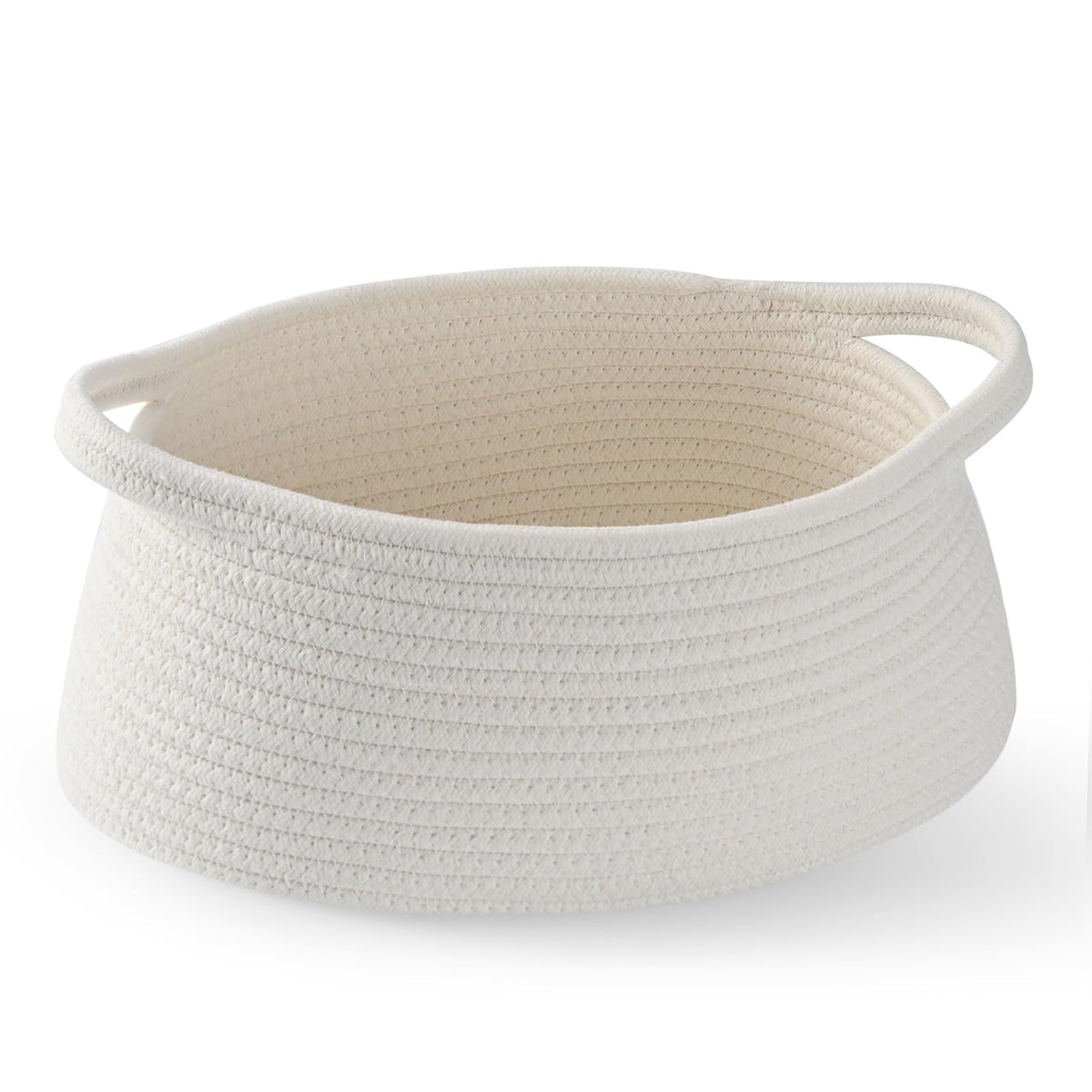 Luckyiren Oval Cotton Rope Shelf Basket with Handles, 13.5Inch Storage Bin