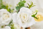 Meldel Ivory White Rose Boutonnieres For Men Wedding, Set Of 2, Artificial Corsage For Prom, Groom And Groomsmen Boutonniere For