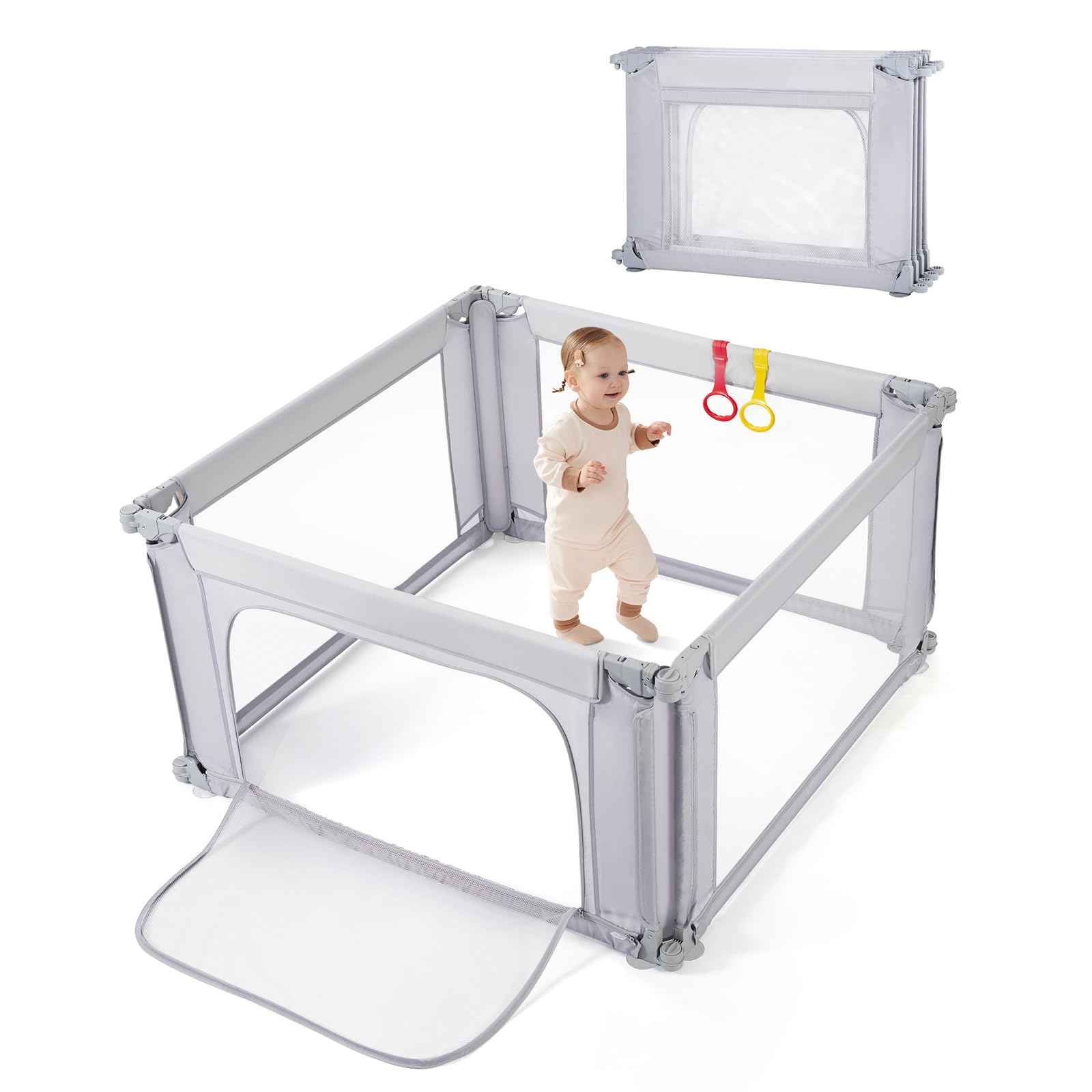 Cosola Baby Playpen 47x47 Inch Playpen,Adjustable Playard for Babies and Toddlers,Small Baby Play Pens,Indoor Outdoor Play Yard 