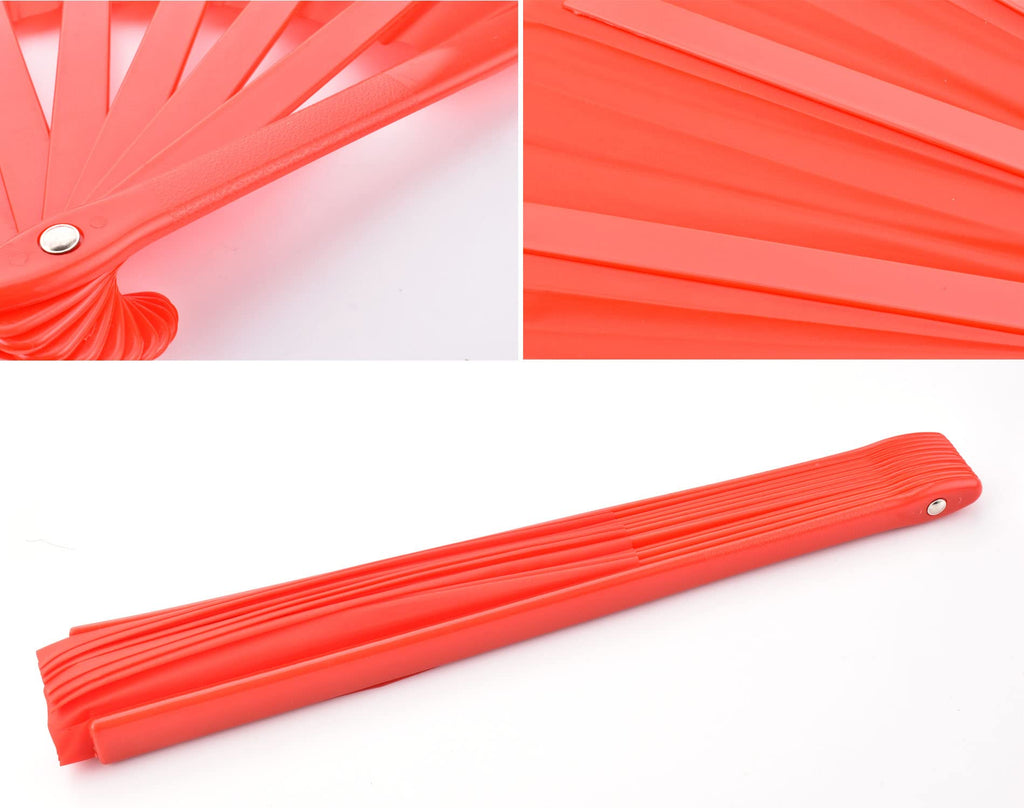 Honshen Dance Folding Hand Fan,13Inch Red Large Chinese Kung Fu Tai Chi Plastic-Nylon Hand Held Folding Fans For Men/Women(Dance