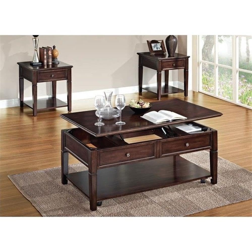 Acme Malachi 1-Drawer Wooden End Table with Bottom Shelf in Walnut