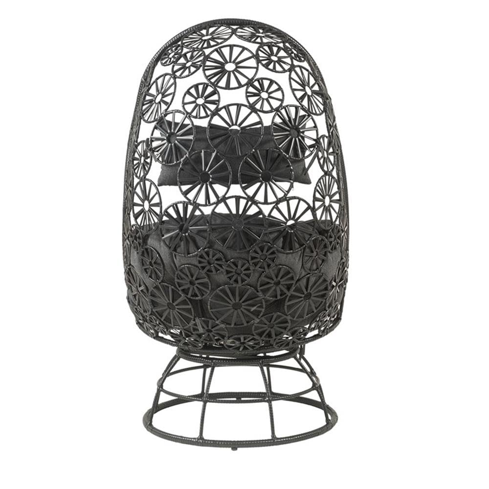Acme Hikre Wicker Patio Lounge Chair and Side Table in Charcoal and Black