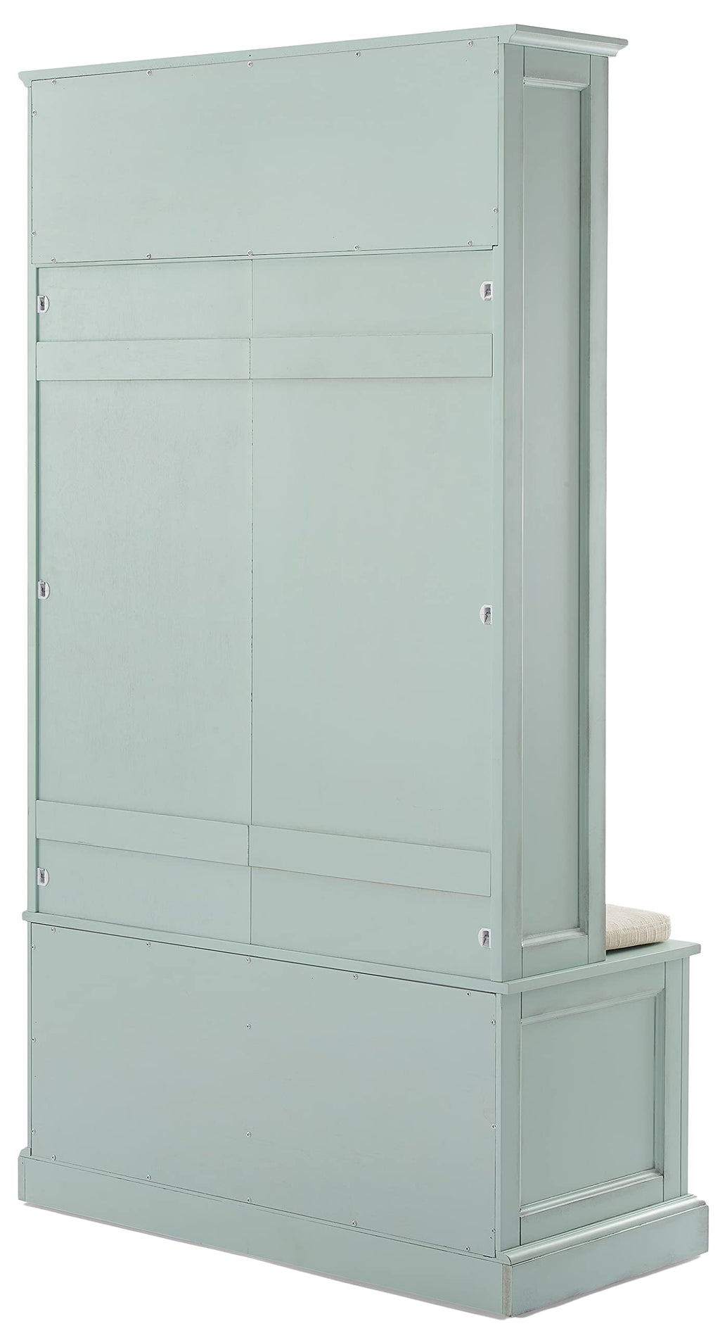 Crosley Furniture Holbrook Hall Tree with Shoe Rack Bench and Coat Hooks for Hanging Storage, Distressed Seafoam Blue