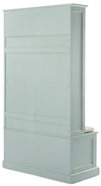 Crosley Furniture Holbrook Hall Tree with Shoe Rack Bench and Coat Hooks for Hanging Storage, Distressed Seafoam Blue