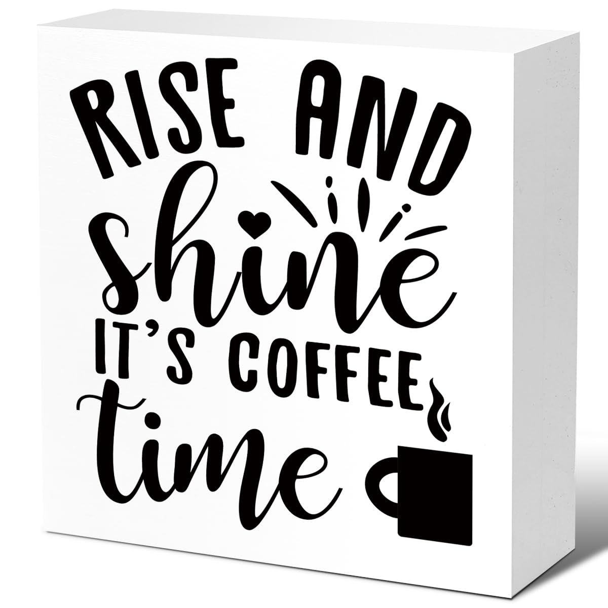 Rustic Rise and Shine It' Coffee Time Kitchen Sign Decor,Funny Kitchen Wood Block Signs,Farmhouse Kitchen Wooden Box Sin Decor f