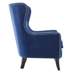 Steve Silver Company Rosco Accent Chair, Wing-Back Chair Styling, Navy Velvet, Nailhead Trim, Living Room, Bedroom, Armchair, Solid Wood Frame, 16" D x 30" W x 40" H, Blue