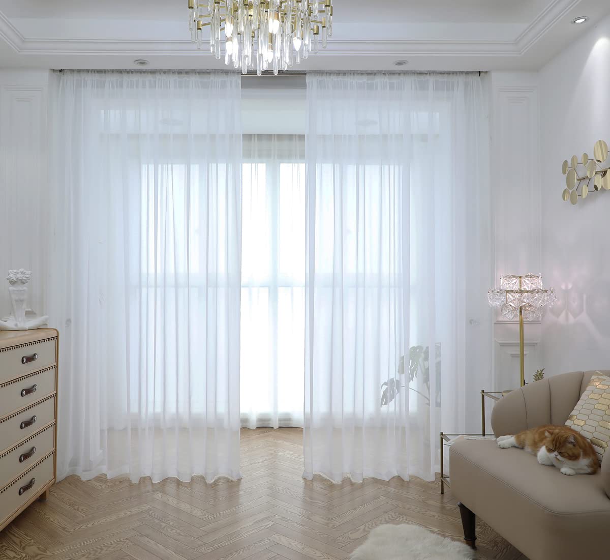MIANBO Ivory Sheer Curtains 84 Inches Length 2 Panels Set Window Sheer Curtains Basic Rod Pocket for Bedroom Children Living Roo