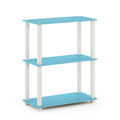 Furinno Turn-S-Tube 3-Tier Compact Multipurpose Shelf Display Rack With Square Tube, Light Blue/White