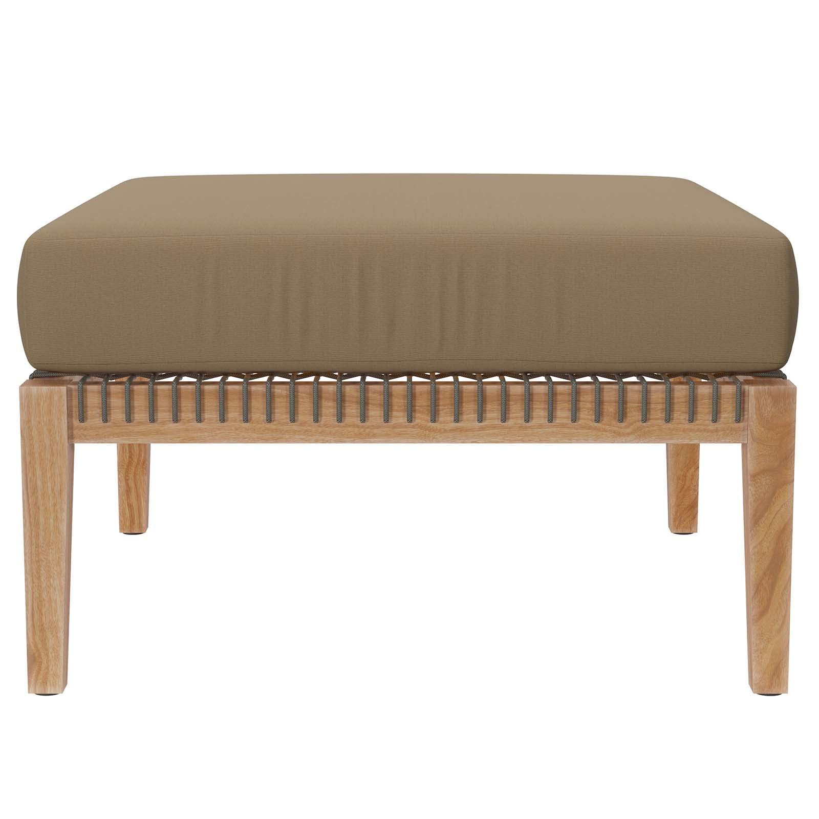 Modway Clearwater Outdoor Patio Teak Wood Ottoman In Gray Light Brown