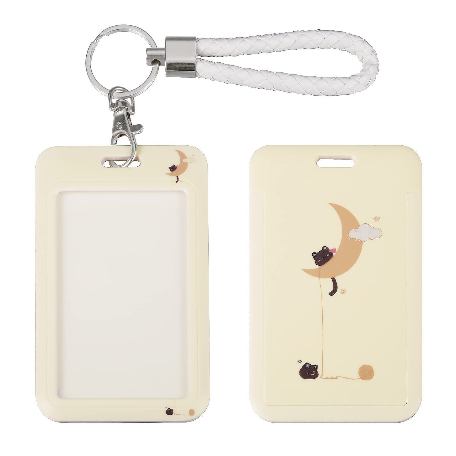 Shiningeyes Id Card Badge Holder Key Chain With Metal Keyring, Plastic Slide Open With Id Window For Women Men Girls Students,Ca