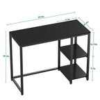 Sinpaid Computer Desk 40 Inches With 2-Tier Shelves Sturdy Home Office Desk With Large Storage Space Modern Gaming Desk Study Writing Laptop Table, Black Desk