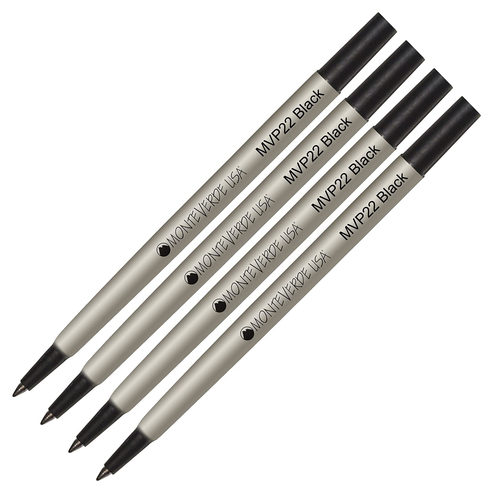 Lanier Combo Pack - 4 Pack - Monteverde Rollerball P22 Paste Ink Refill Compatible With Most Parker Style Rollerball Pens - Blac