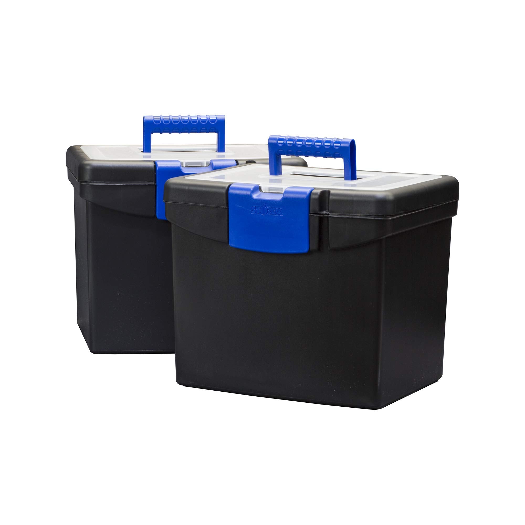 Storex File Storage Box With Xl Storage Lid, Black/Blue, 2-Pack (61415C02C)