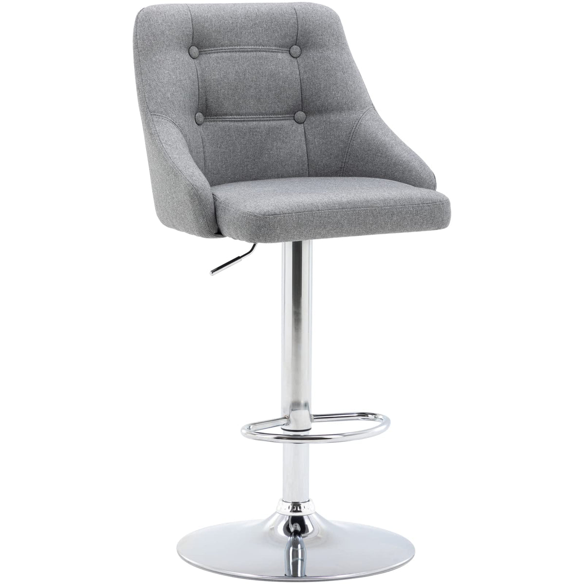 Brage Living Swivel Bar Stool With Back, Adjustable Fabric Tufted Barstool, Upholstered Counter Height Airlift Bar Chair For Kitchen Dining Cafe (Light Grey)