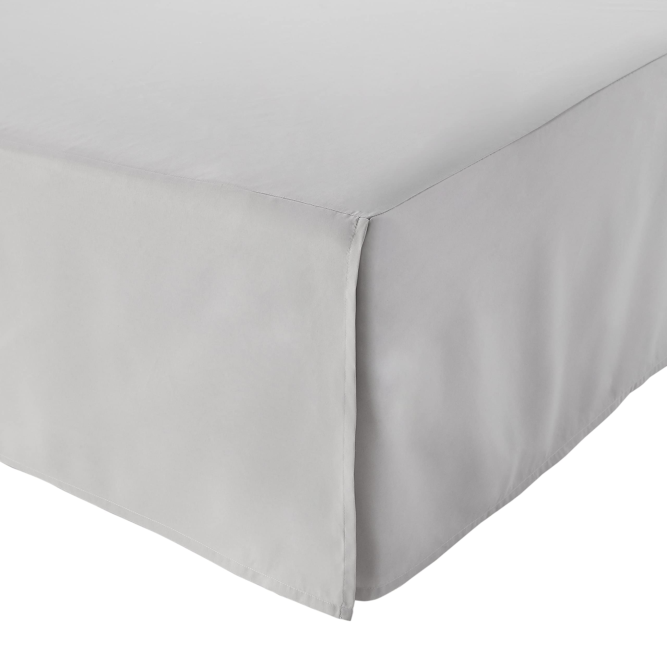 Amazon Basics - Lightweight Pleated King Size Bed Skirt, Fade Resistant, Machine Washable, King, Light Grey, Solid