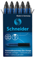 Schneider One Change Rollerball Refill Cartridges, 0.6 Mm, Black Ink, Box Of 5 Refill Cartridges (185401)