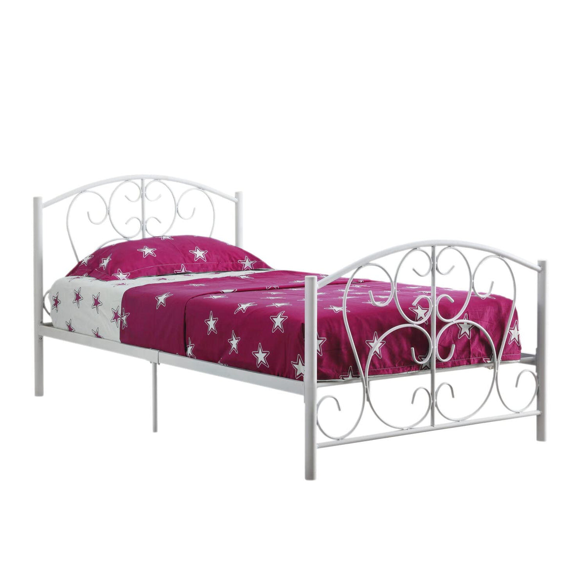 Monarch Specialties White Metal Twin Size Bed Frame Only, 37-Inch