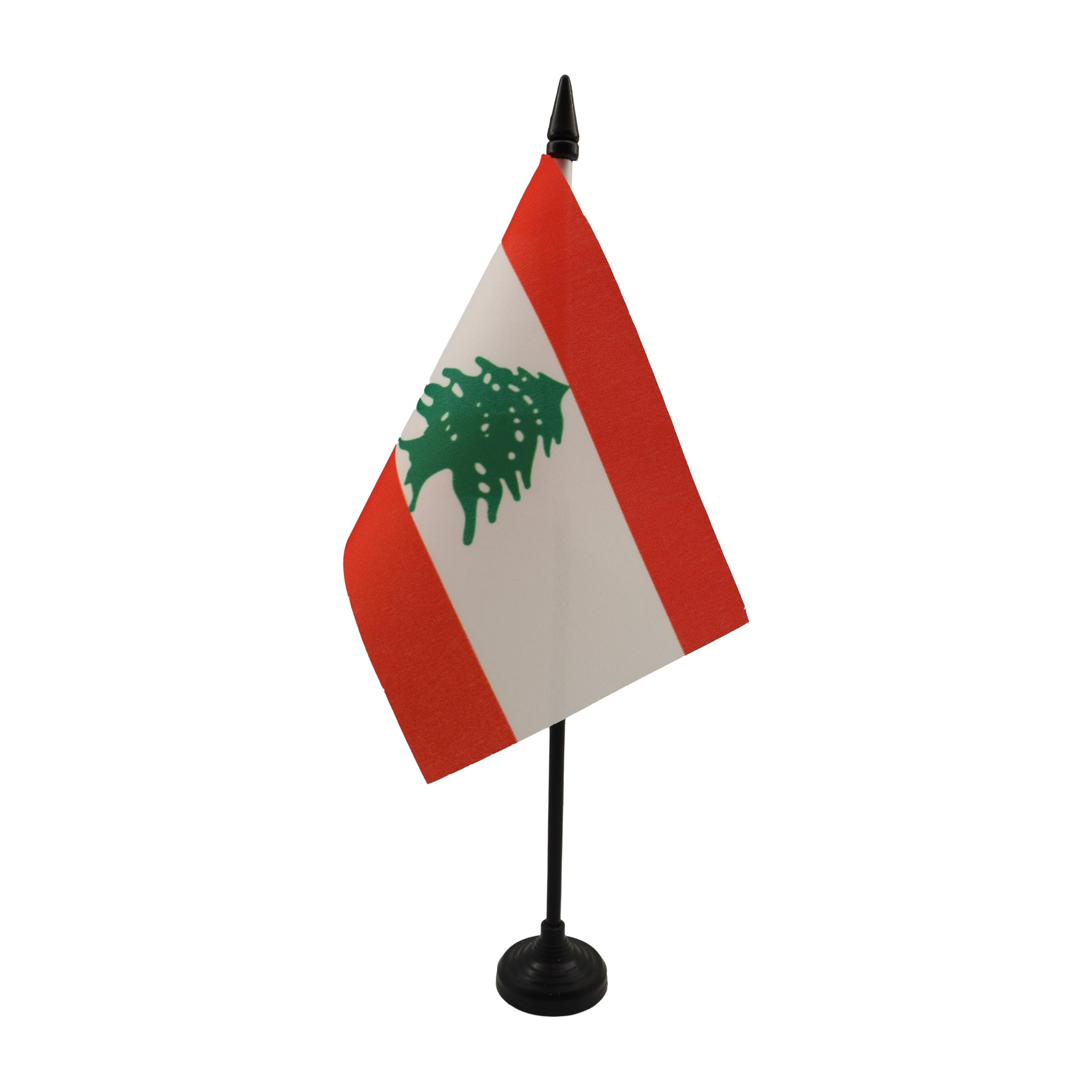 Lebanon Table Flag 4' X 6' - Lebanese Desk Flag 15 X 10 Cm - Black Plastic Stick And Base - Az Flag