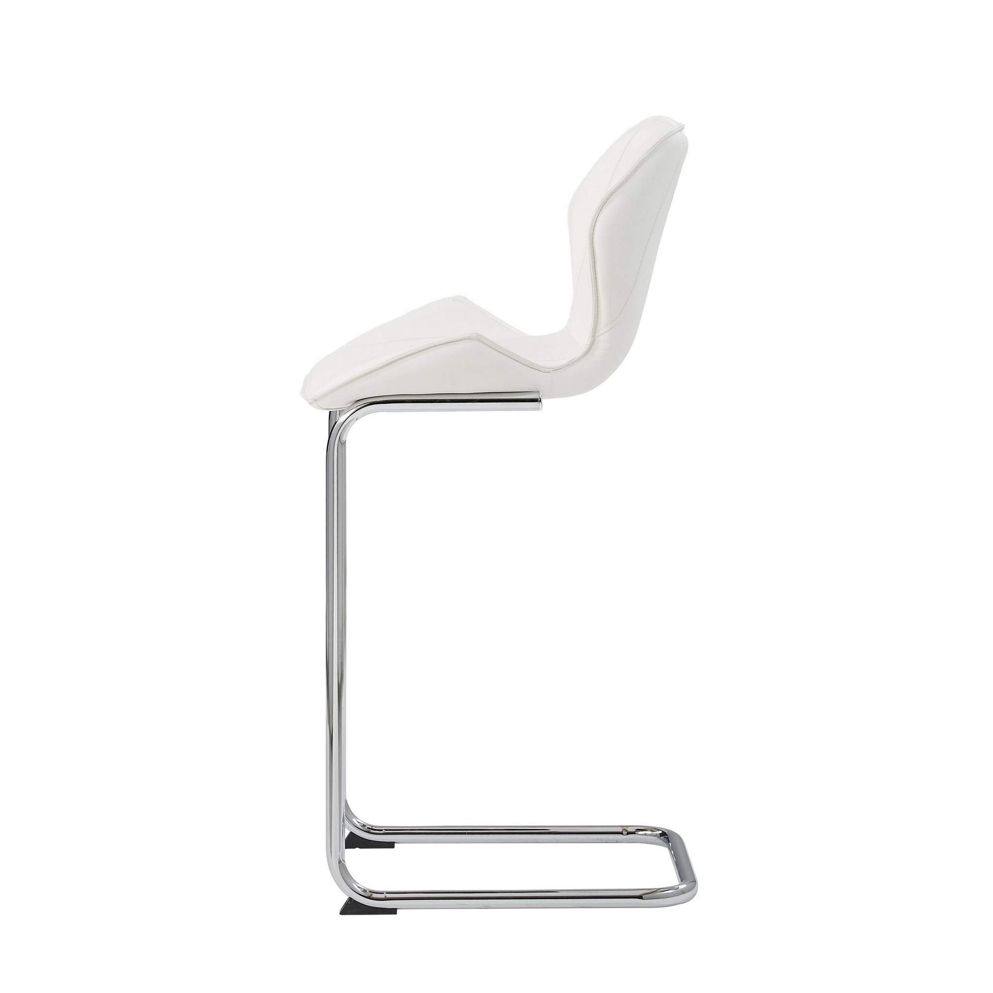 HomeRoots Set of 4 Modern White Barstools with Chrome Legs