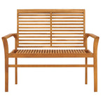 vidaXL Solid Teak Wood Patio Bench with Blue Cushion - Outdoor Furniture for Garden, Patio, Deck, Comfortable Design & Durable Material