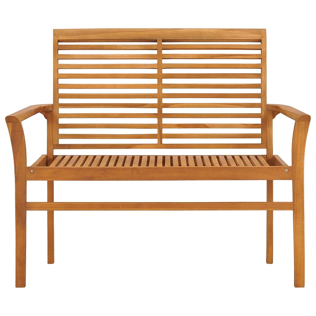 vidaXL Solid Teak Wood Patio Bench with Blue Cushion - Outdoor Furniture for Garden, Patio, Deck, Comfortable Design & Durable Material