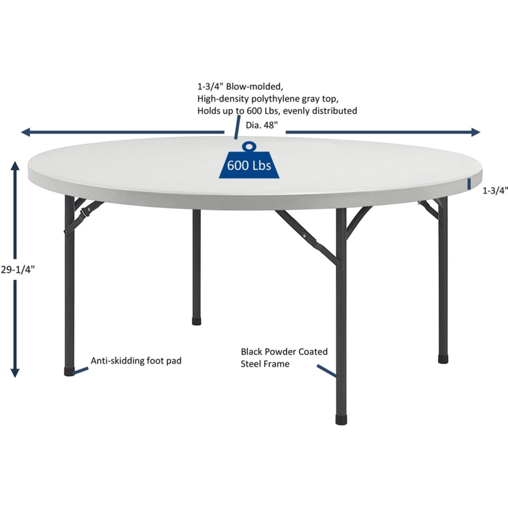 Lorell Banquet Table, 48 by 48 by 29-1/4-Inch, Platinum