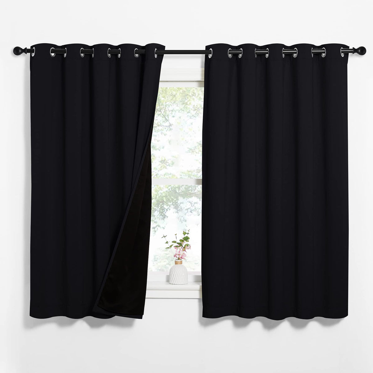 Nicetown Complete 100% Blackout Curtains, Thermal Insulated & Energy Efficiency Window Draperies With Black Liner, Noise Reducin