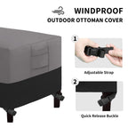 Easy-Going Outdoor Ottoman Cover, Waterproof Patio Ottoman Cover, Heavy Duty Outdoor Furniture Cover With Padded Handles (1 Pack-25'X25'X17', Gray/Black)