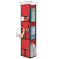 LOVEGRASS 3 Shelf Hanging Locker Organizer with Side Pockets, Red and Black